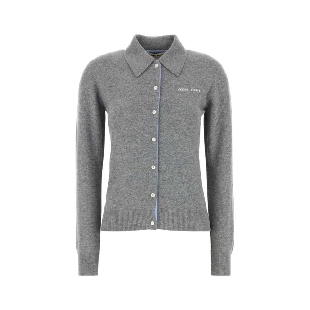 Miu Miu Women Grey Cashmere Cardigan